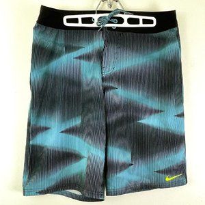 Nike Black/Blue Mirage Stripe Optical Illusion Board Shorts Sz. 32